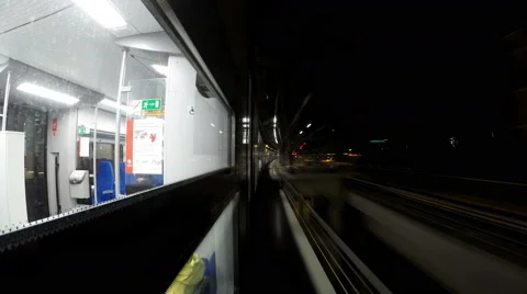 Night train in the city. Timelapse Stock Footage 67845044