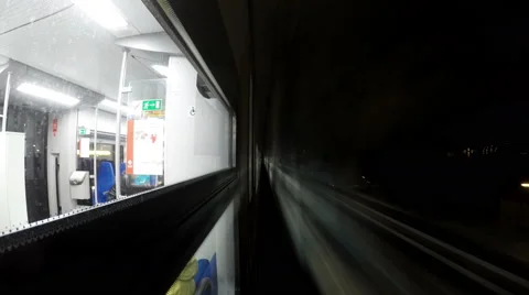 Night train in the city. Timelapse Video stock 67845100