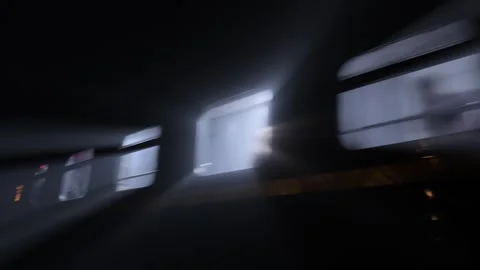 Night Train Moving Fast Blurred Motion | Glowing Windows Express Railway Journey Stock Footage 316939529