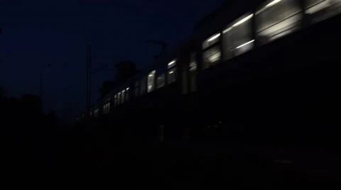 Night train passengers rushing to your destination Stock Footage 60921318
