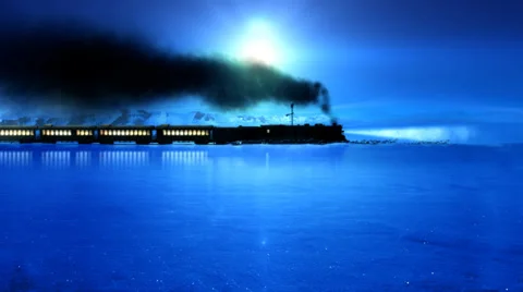 Night train on the snowy void 動画素材 31539107