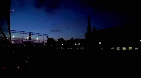 Night Train Station Stock Footage 53194695