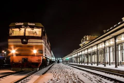 Night Train at the Station Stock Photos