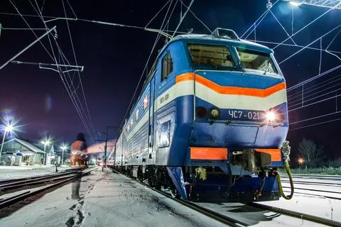 Night Train at the Station Stock Photos