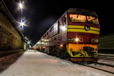 Night Train at the Station Stock Photos