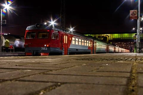 Night Train at the Station Stock Photos