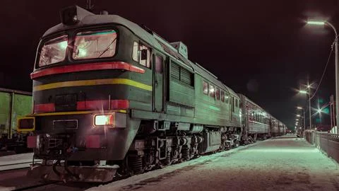 Night Train at the Station Stock Photos