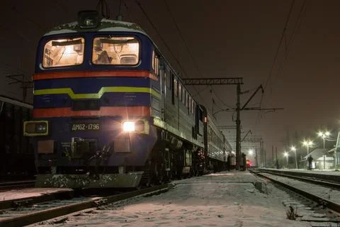 Night Train in Winter Stock Photos
