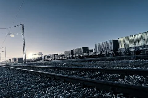 Night trains Stock Photos