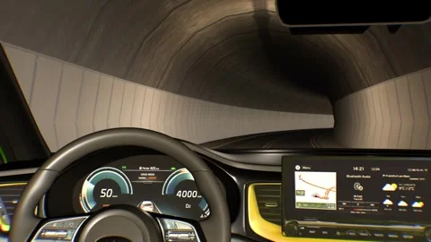 Night Tunnel View from Inside a Moving Car Stock Footage 307044991