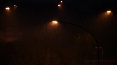 Night under the rain with heavy thunder. Stock Footage 8908883