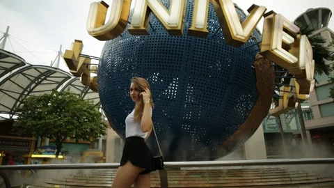 Night Universal Studios globe Video stock 90646786