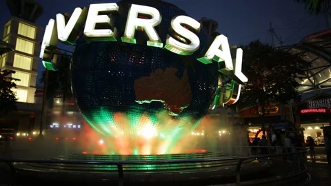 Night Universal Studios globe Video stock 90648494