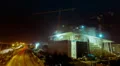 night urban Construction site with cranes wide view highway timelapse HD Footage