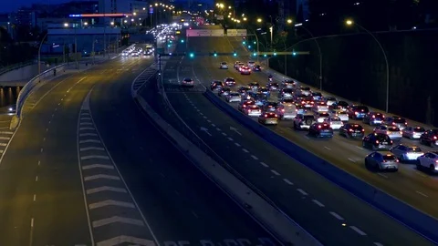 Night urban traffic scene. Stock Footage 77837714
