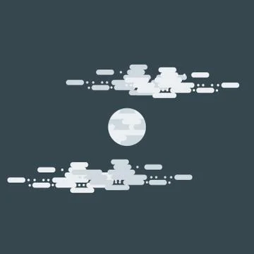 Night vector flat illustrations or banners. Moon with clouds. Flat illustration 스톡 일러스트