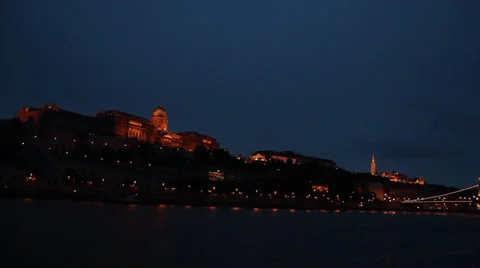 NIGHT VESSEL BUDA CASTLE LONGSHOT 1 Stock Footage 39264073
