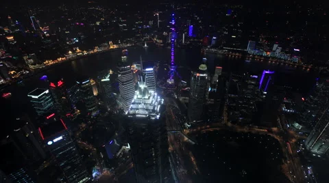 Night view from 110 floors 1 24 zoom in Stock Footage 40026953