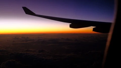 Night view from the airplane. Flying over Argentina. Sunset view Video stock 105144884