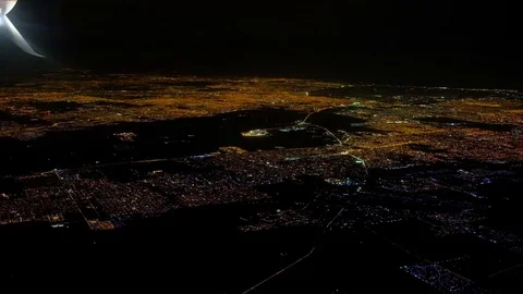 Night view from the airplane. Flying over Argentina. Video stock 105144907