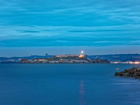 Night view of Alcatraz Stock Photos