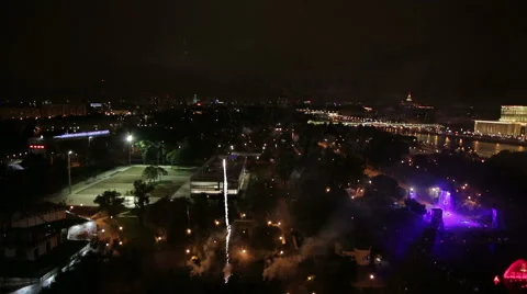 Night view and firework at Moscow city Video stock 51829440