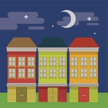 Night View Of Apartment Building Ilustración de archivo