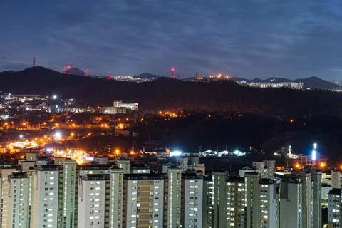 Night view around Guro-gu, Seoul Stock Photos