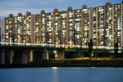 Night view around Nodeul Island in Seoul, Korea Stock Photos