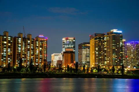 Night view around Nodeul Island in Seoul, Korea Stock Photos