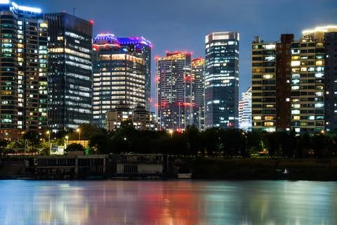 Night view around Nodeul Island in Seoul, Korea Stock Photos