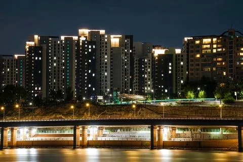 Night view around Nodeul Island in Seoul, Korea Stock Photos