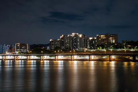 Night view around Nodeul Island in Seoul, Korea Stock Photos