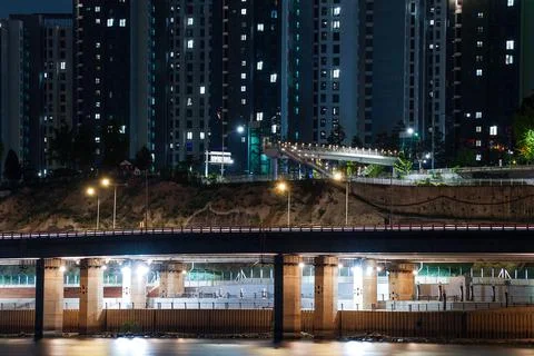 Night view around Nodeul Island in Seoul, Korea Stock Photos