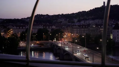 Night view from balcony on the road Stock Footage 221671294