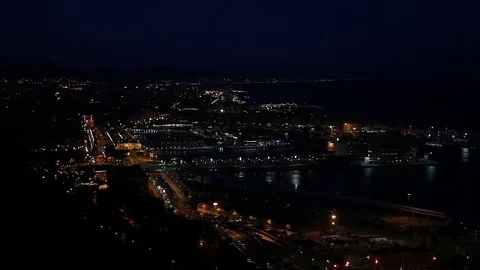 Night view of Barcelona Stock Footage 83244003