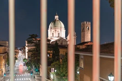 Night view behind the railing Stock Photos