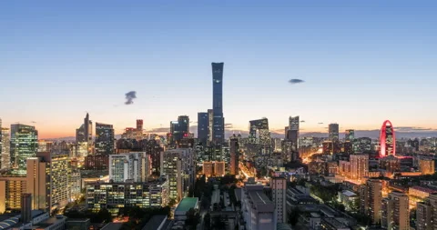 Night View, Beijing skyline (Time-lapse) Stock Footage