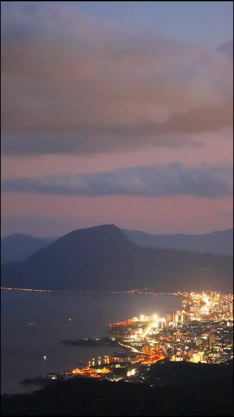 Night view of Beppu (Beppu City, Oita Prefecture) Stock Footage 337709873