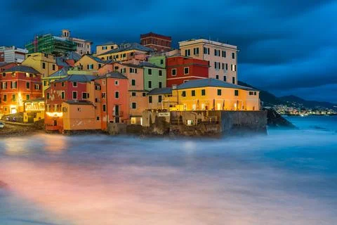 Night view of Boccadasse Stock Photos