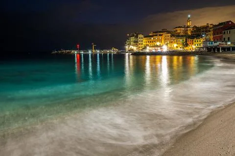 Night view of Bogliasco Stock Photos