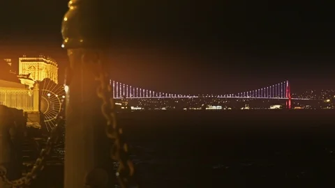 Night view of the Bosphorus Strait and the bridge, Turkey, Istanbul Stock Footage 104539939