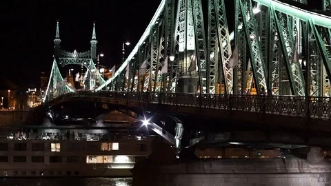 Night view of the bridge  Stock Footage 121359681