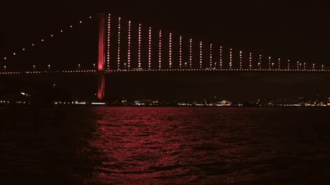 Night view of the bridge over the Bosphorus in Istanbul. Turkey. Stock-Footage 113062477