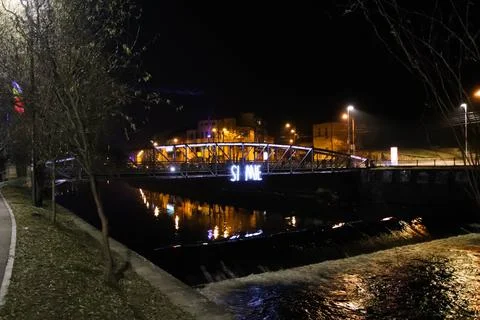 The night view of a bridge Stock Photos