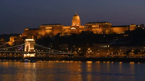 Night view of Buda part of Budapest Stock Footage 99185897