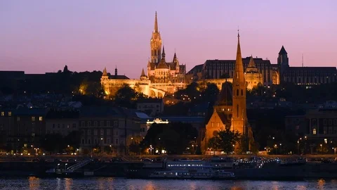 Night view of Buda part of Budapest 스톡 동영상 99198306