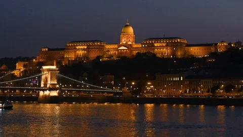 Night view of Buda part of Budapest Stock Footage 99198441