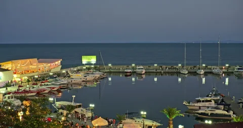 Night view of busy harbor (Time-Lapse) 스톡 동영상 246493658