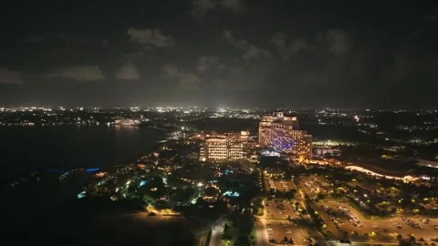 Night View Of Cable Beach. NASSAU, NEW PROVIDENCE, BAHAMAS. MAY 27TH 2025 Stock Footage 316561889